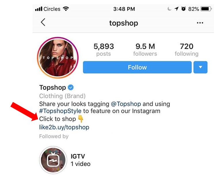 social media marketing instagram link to shop